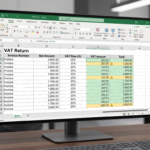 Automate Excel spreadsheets for VAT return preparation - screenshot of a tax calculation template with color-coded columns