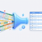 Illustration showing Power Query for beginners transforming messy data into clean, organized tables automatically