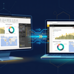 Visual guide used by Power BI specialists showing Power BI Desktop and Power BI Service working together in a connected workflow