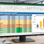 Build custom Excel spreadsheet sales pipeline tracker - colorful dashboard showing deal stages and progress bars