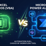 Comparison chart between Excel Macros and Power Automate to automate excel spreadsheets in business workflows