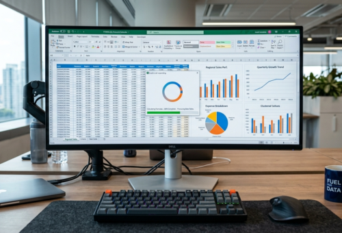 automate excel workbooks: slow Excel spreadsheet speed diagnostic screen showing charts and data overload.