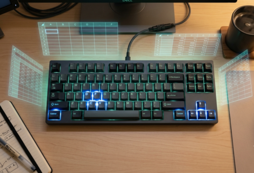 Highlighted keyboard keys representing the most useful Excel keyboard shortcuts for productivity