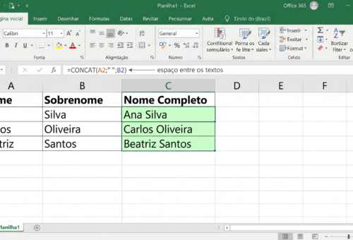 CONCAT/CONCATENAR em ação com adição fixa