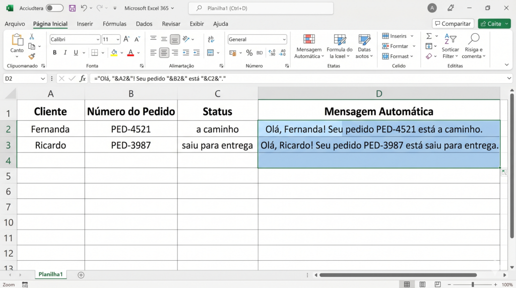 Ligação de informações sem presença de CONCAT/CONCATENAR