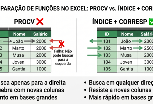 ÍNDICE e CORRESP comparados ao PROCV