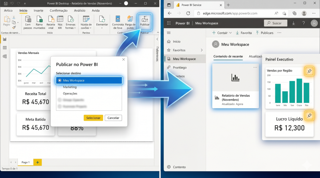 Publicando dashboard no Power BI