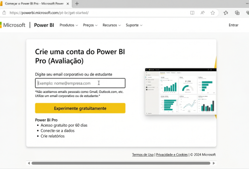 Criando uma conta no Power BI