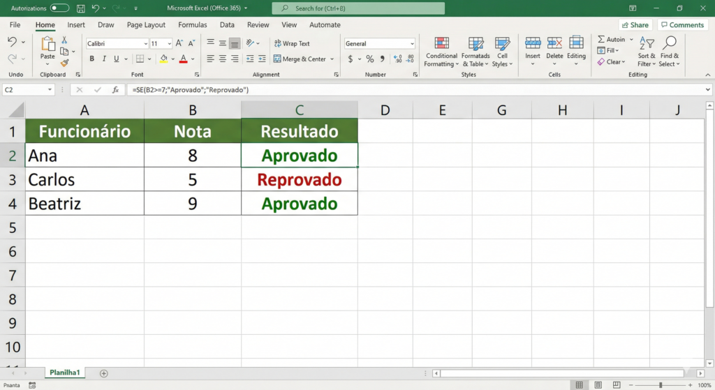 formula SE na prática