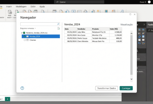 Selecionando fontes para o Power BI